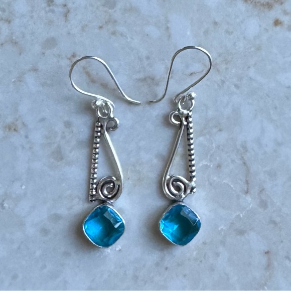 NWOT Sundance Tidal Wave Earrings Blue Topaz Sterling Silver